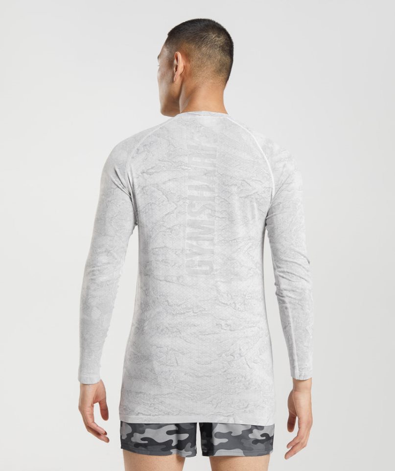 Gymshark Geo Seamless Long Sleeve T-shirt Herr Ljusgrå | SE-58961X