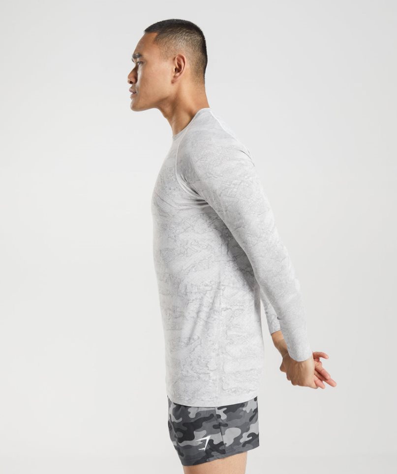 Gymshark Geo Seamless Long Sleeve T-shirt Herr Ljusgrå | SE-58961X