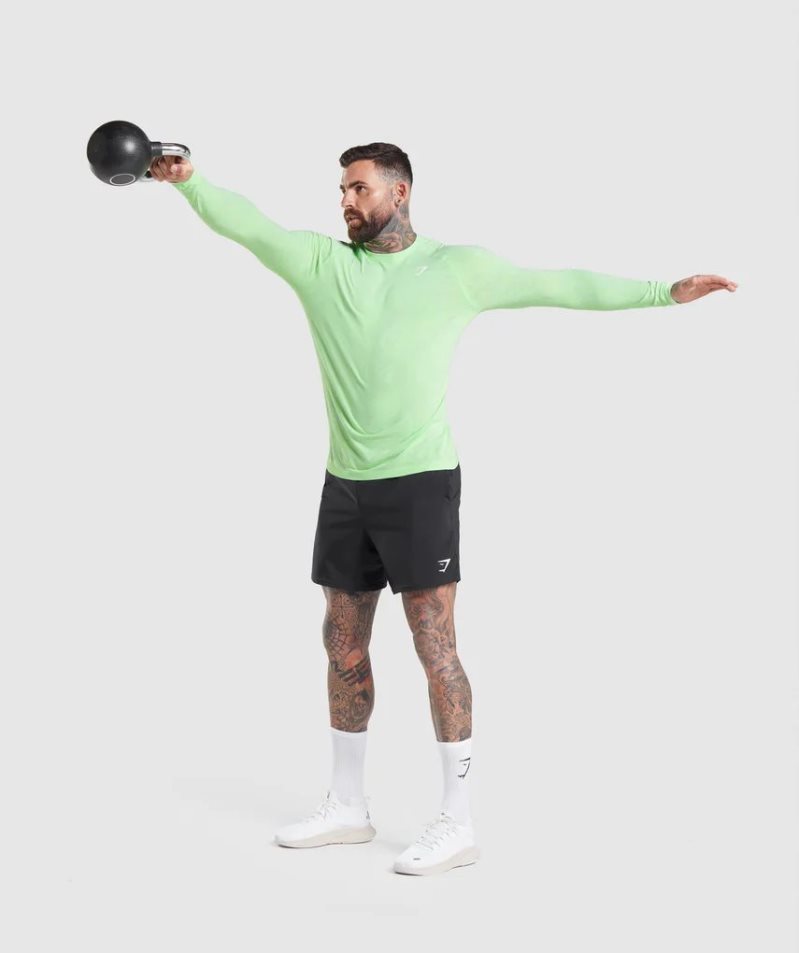 Gymshark Geo Seamless Long Sleeve T-shirt Herr Ljusgröna | SE-80169C