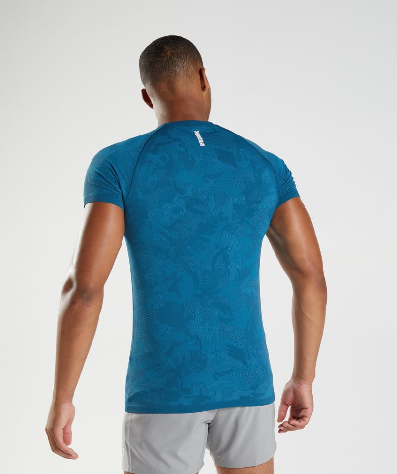 Gymshark Geo Seamless T-shirt Herr Blå | SE-71809H