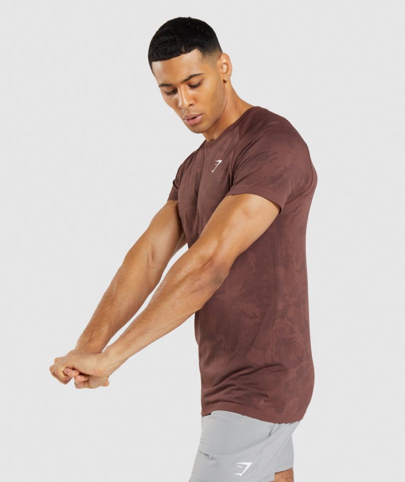 Gymshark Geo Seamless T-shirt Herr Bruna | SE-82069O