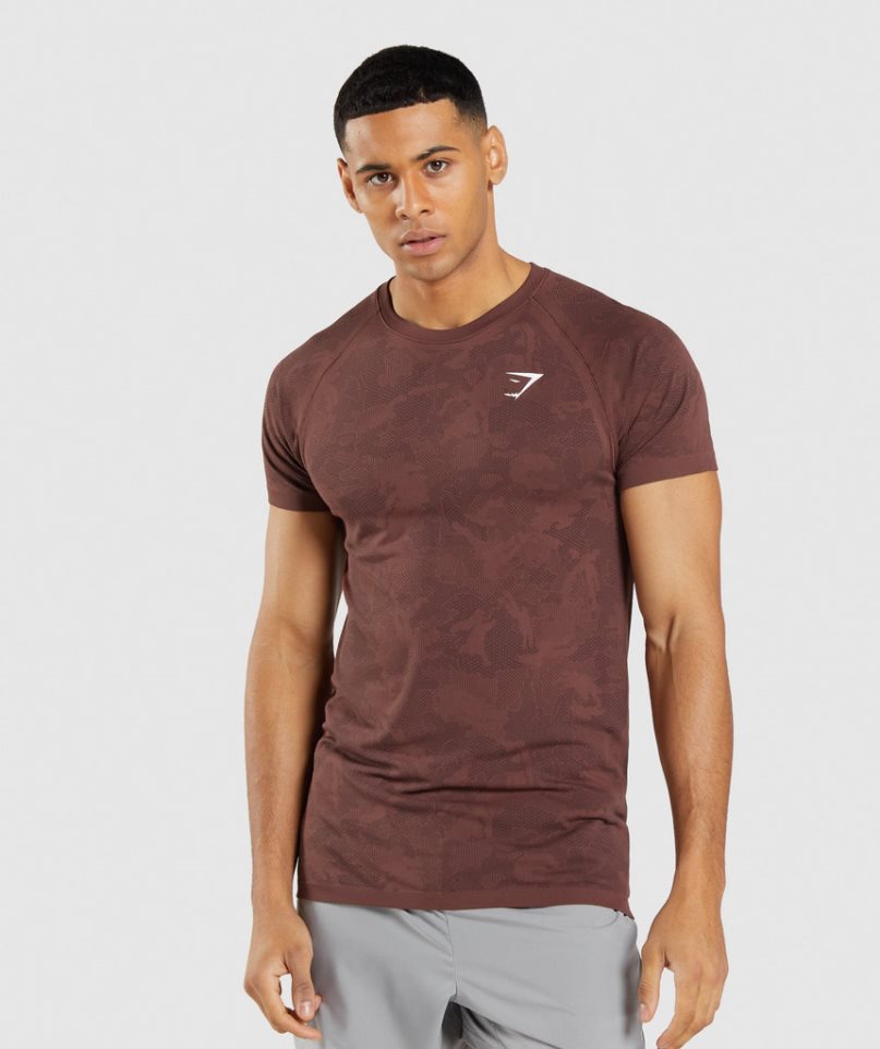 Gymshark Geo Seamless T-shirt Herr Bruna | SE-82069O