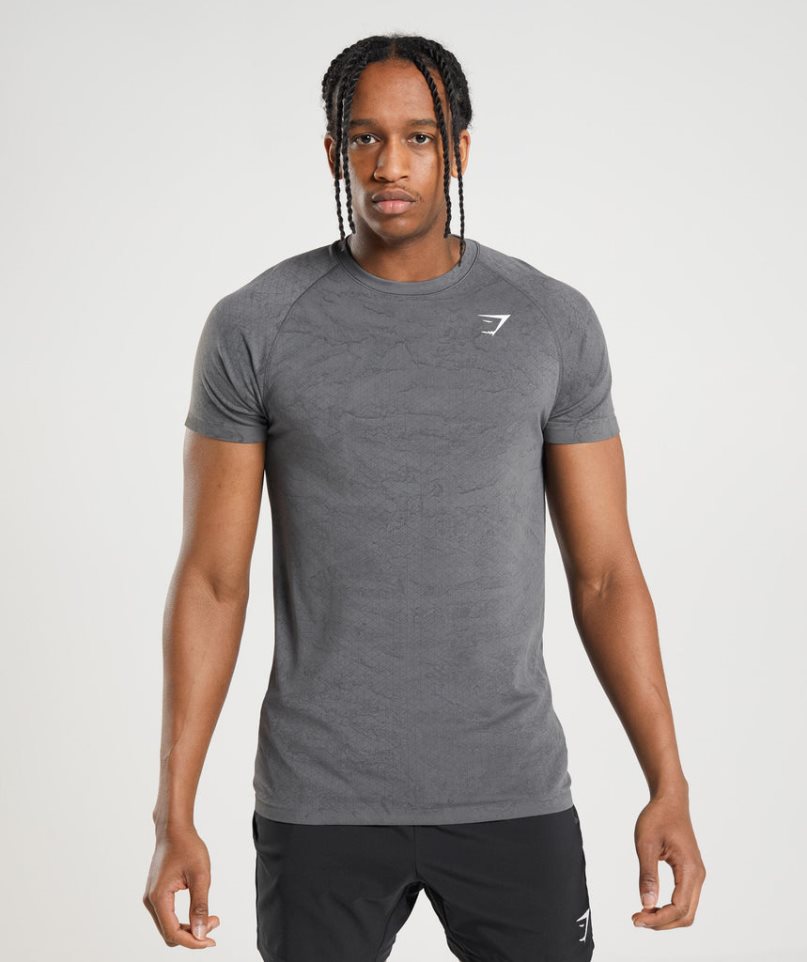 Gymshark Geo Seamless T-shirt Herr Grå | SE-93458B