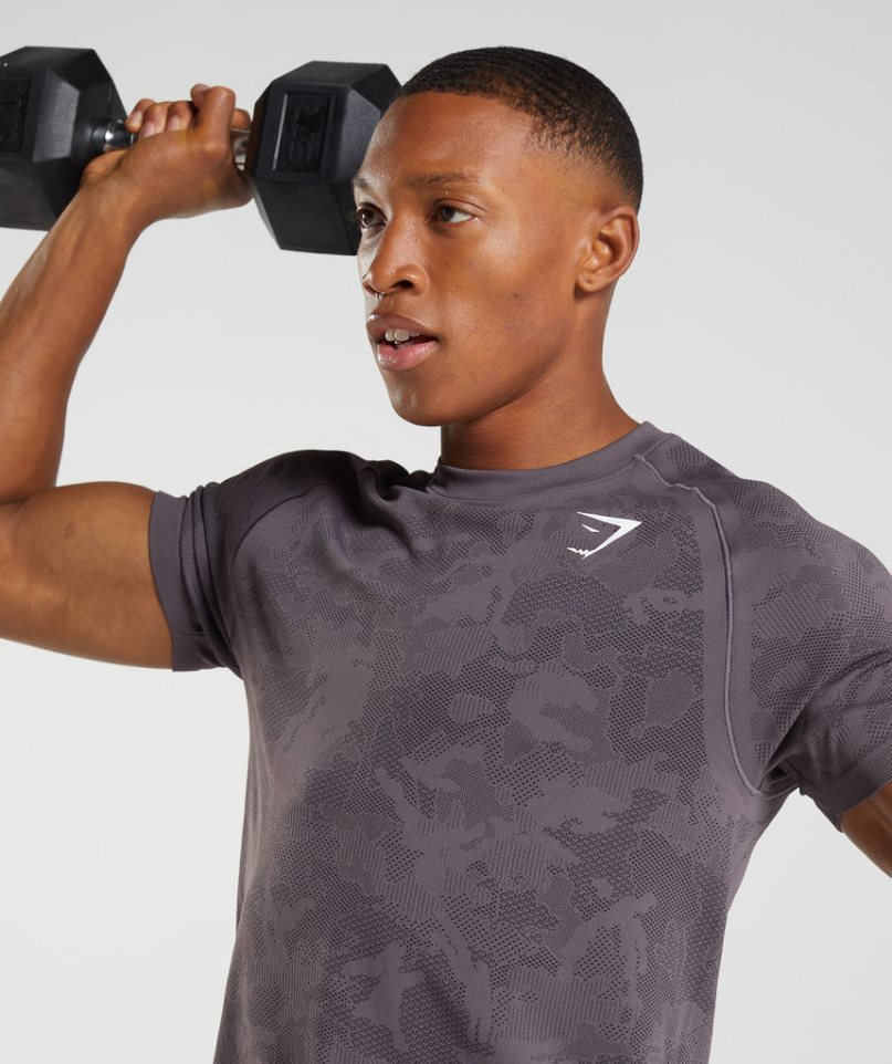 Gymshark Geo Seamless T-shirt Herr Lila | SE-76591B