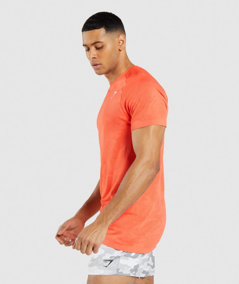 Gymshark Geo Seamless T-shirt Herr Orange | SE-47985S