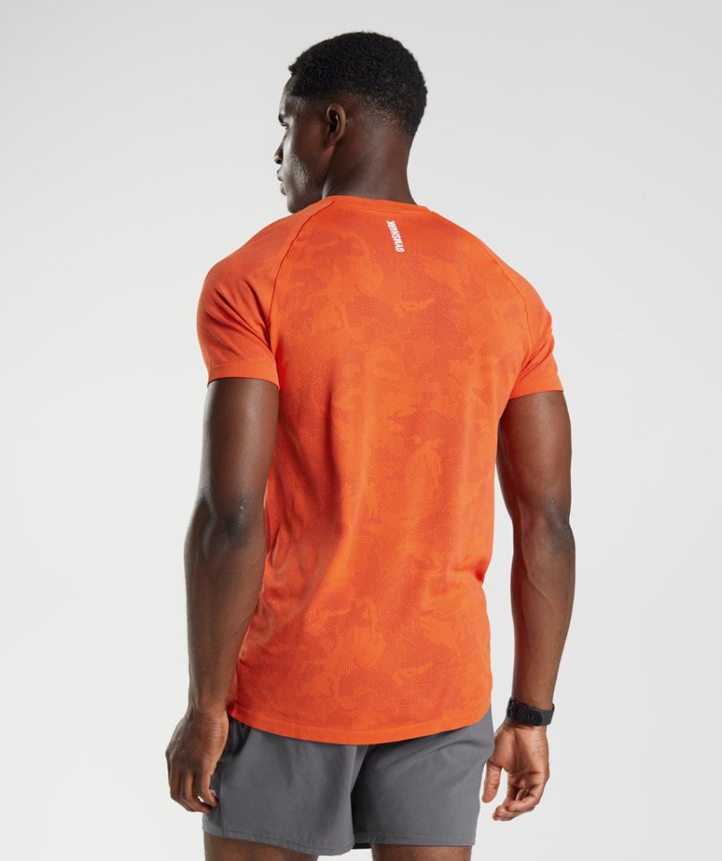 Gymshark Geo Seamless T-shirt Herr Orange | SE-92873I