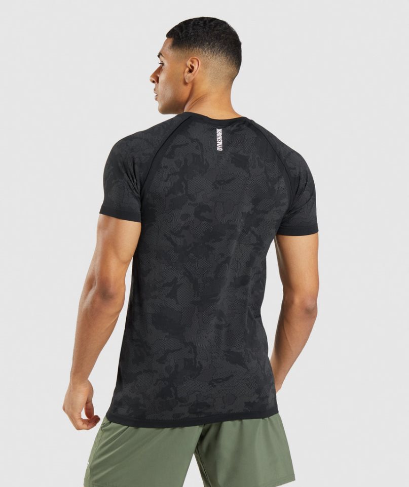 Gymshark Geo Seamless T-shirt Herr Svarta | SE-47125J