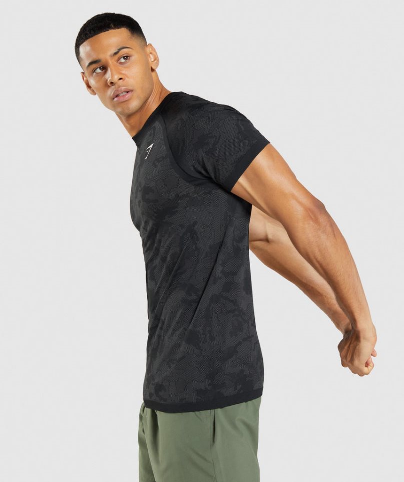 Gymshark Geo Seamless T-shirt Herr Svarta | SE-47125J