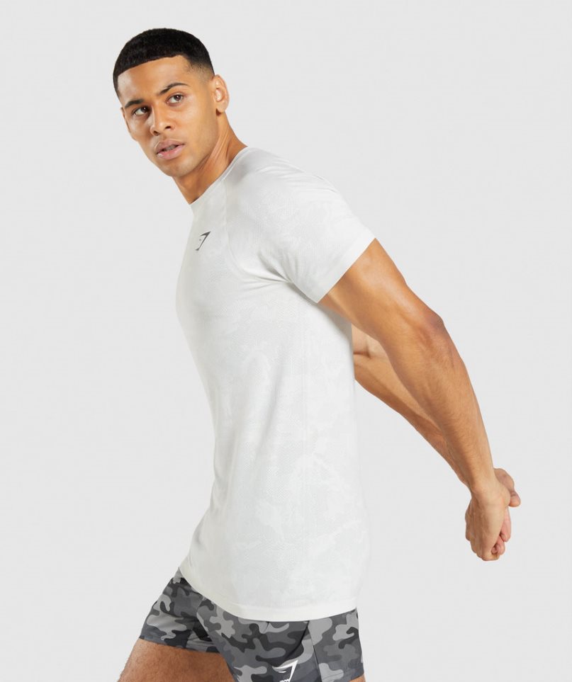 Gymshark Geo Seamless T-shirt Herr Vita | SE-60387U