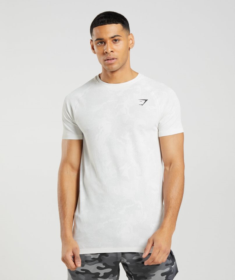 Gymshark Geo Seamless T-shirt Herr Vita | SE-60387U