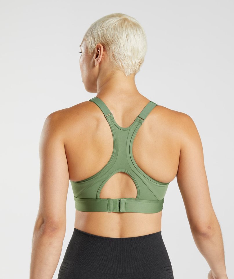 Gymshark High Neck High Support Sport Bh Dam Gröna | SE-67435Y