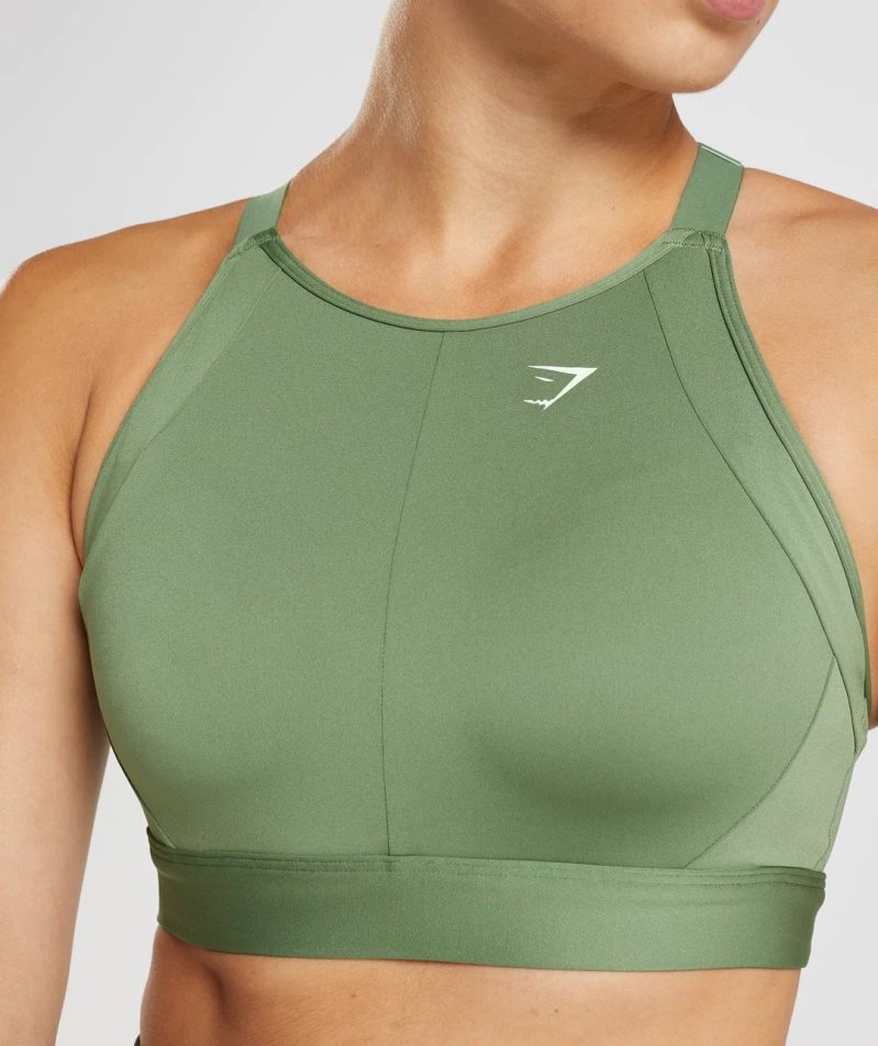 Gymshark High Neck High Support Sport Bh Dam Gröna | SE-67435Y