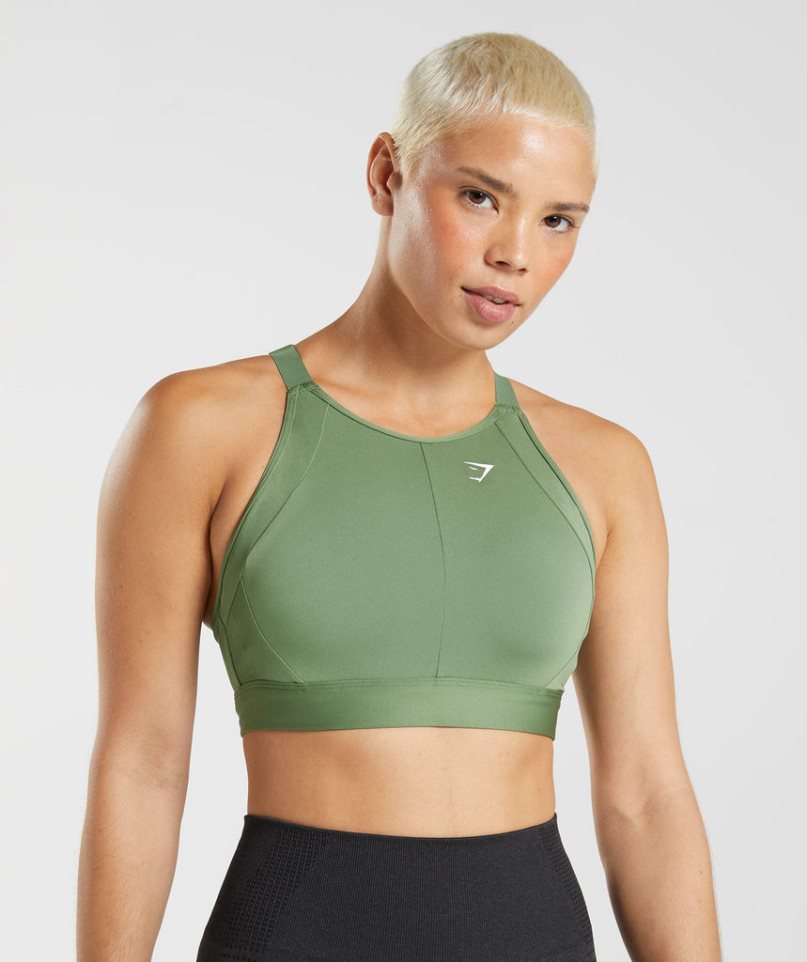 Gymshark High Neck High Support Sport Bh Dam Gröna | SE-67435Y