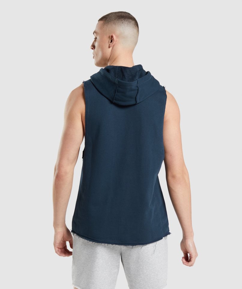 Gymshark Legacy Drop Arm Hoodie Herr Marinblå | SE-41056Y