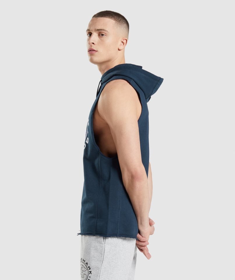 Gymshark Legacy Drop Arm Hoodie Herr Marinblå | SE-41056Y