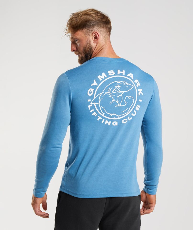 Gymshark Legacy Long Sleeve T-shirt Herr Blå | SE-24836Z