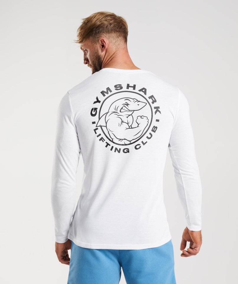 Gymshark Legacy Long Sleeve T-shirt Herr Vita | SE-46380H