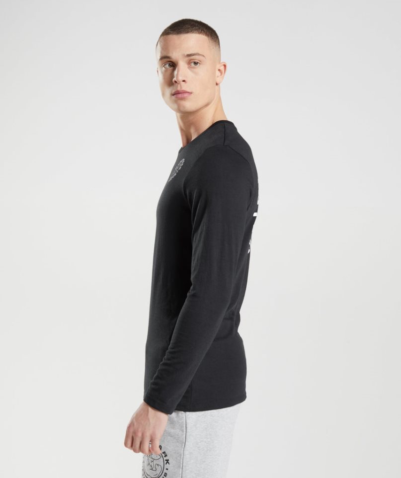 Gymshark Legacy Long Sleeve T-shirt Herr Svarta | SE-50247R