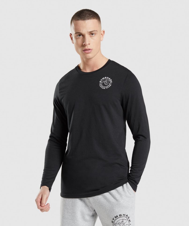 Gymshark Legacy Long Sleeve T-shirt Herr Svarta | SE-50247R