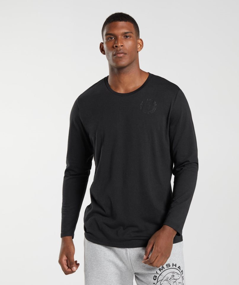 Gymshark Legacy Long Sleeve T-shirt Herr Svarta | SE-68419L