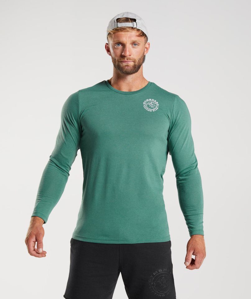 Gymshark Legacy Long Sleeve T-shirt Herr Gröna | SE-75298V