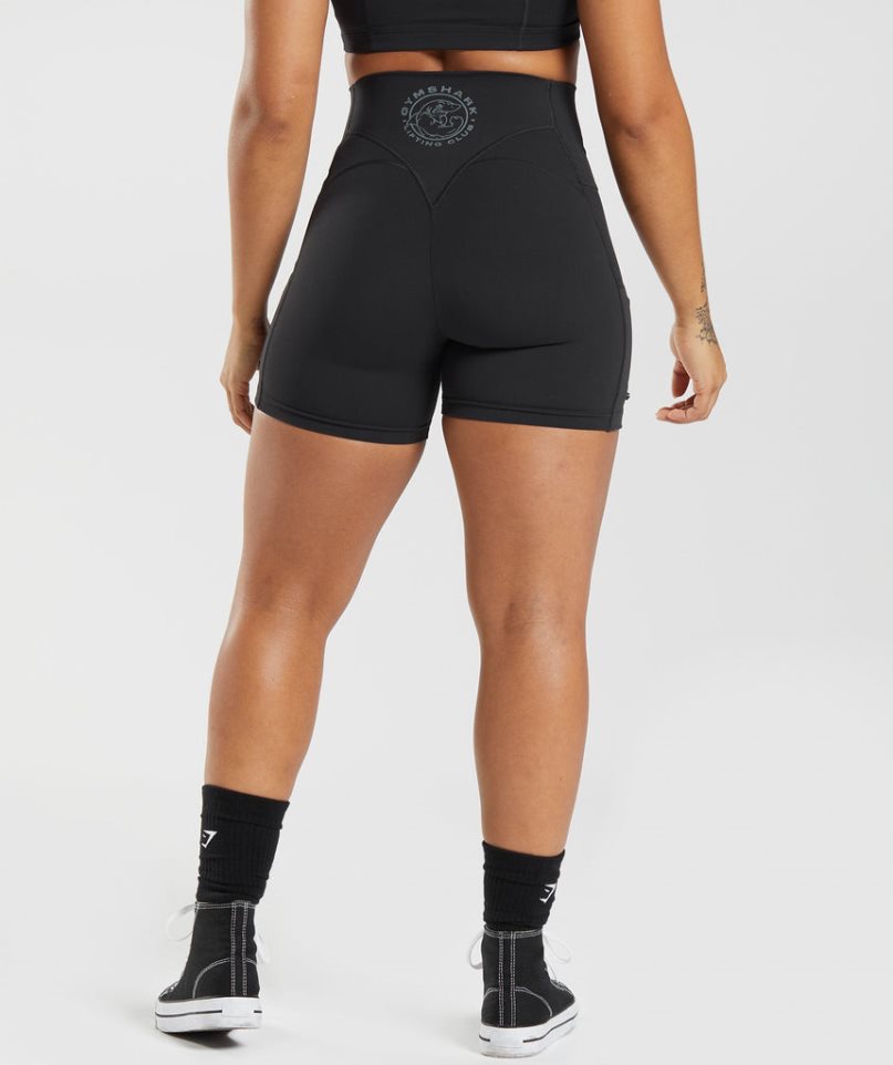 Gymshark Legacy Ruched Tight Shorts Dam Svarta | SE-05279Q