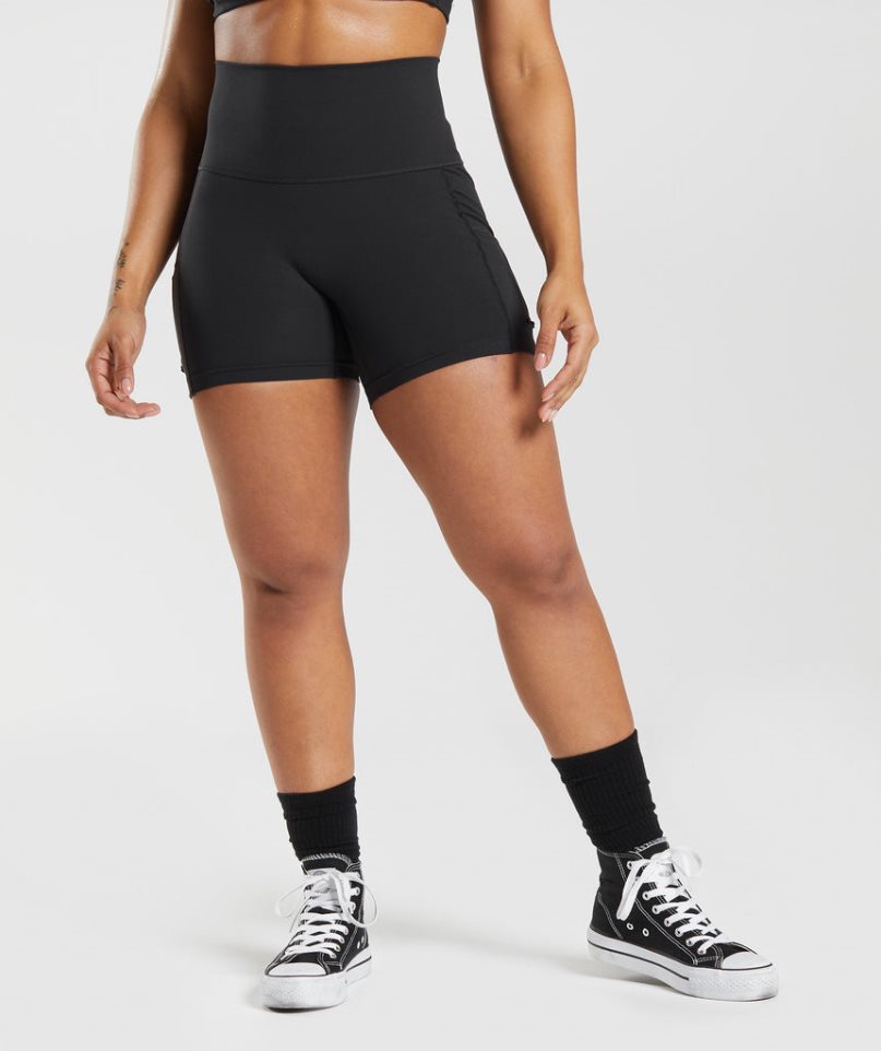 Gymshark Legacy Ruched Tight Shorts Dam Svarta | SE-05279Q