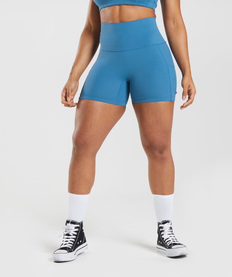 Gymshark Legacy Ruched Tight Shorts Dam Blå | SE-25089D