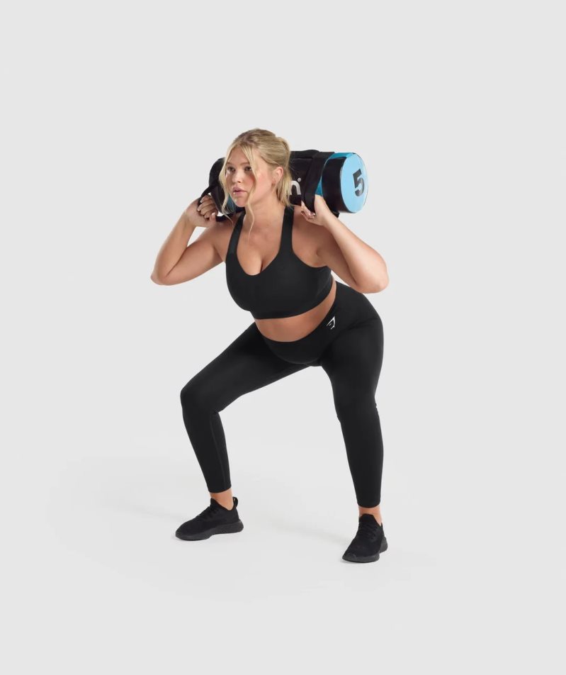 Gymshark Lätta High Support Sport Bh Dam Svarta | SE-92365O