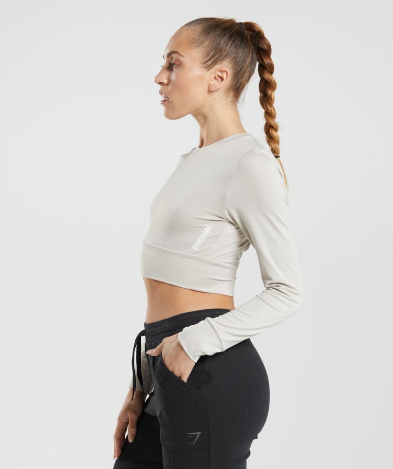 Gymshark Pause Open Back Long Sleeve Beskurna Toppar Dam Ljusgrå | SE-63058K