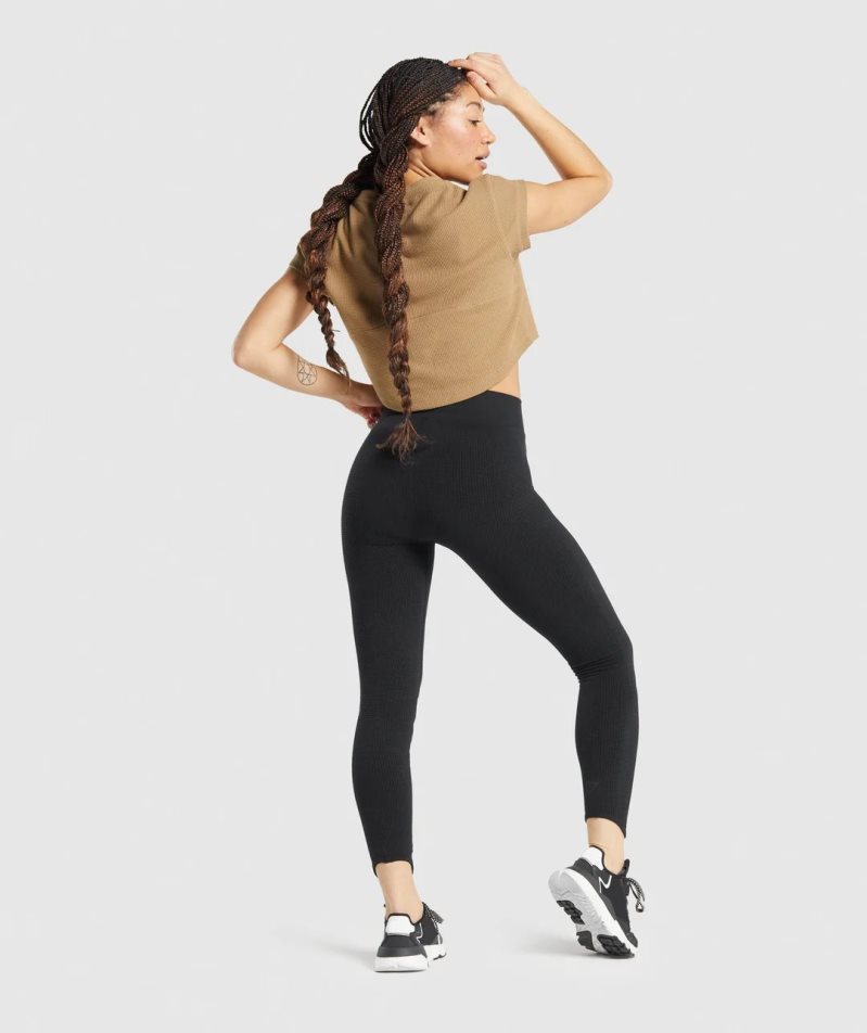 Gymshark Pause Seamless Leggings Dam Svarta | SE-91502N