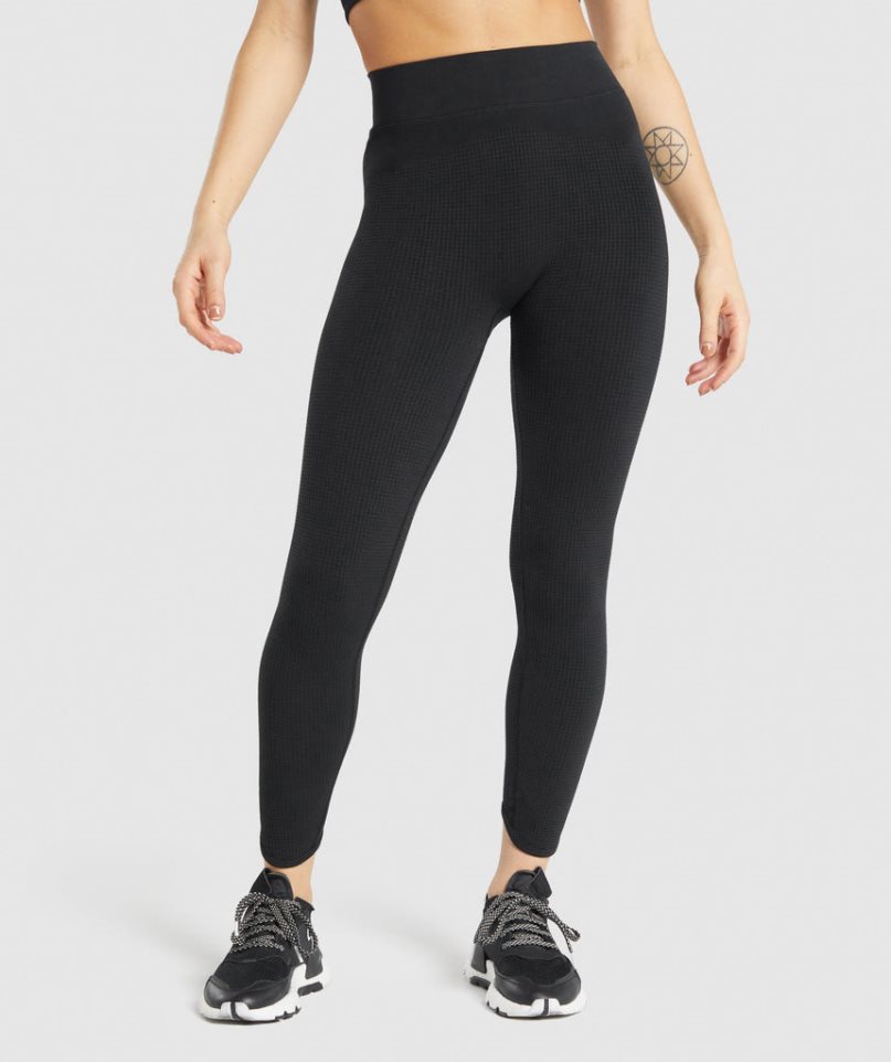 Gymshark Pause Seamless Leggings Dam Svarta | SE-91502N