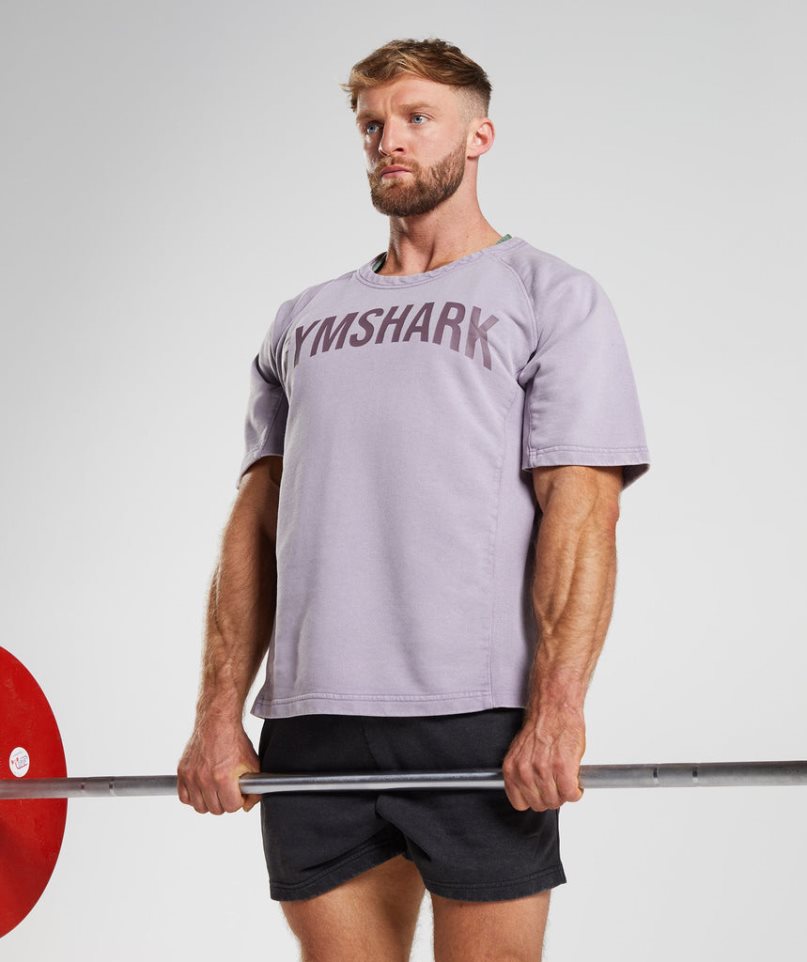 Gymshark Power Washed Rag Top T-shirt Herr Lila | SE-28390N