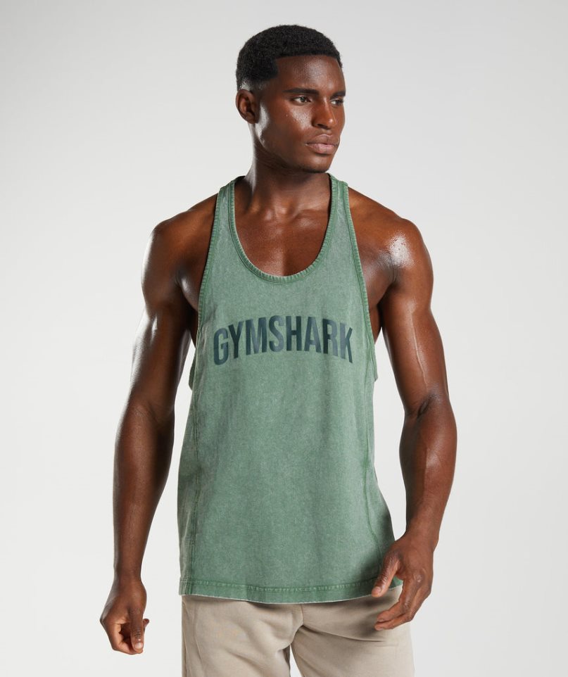 Gymshark Power Washed Stringer Linnen Herr Gröna | SE-82371D