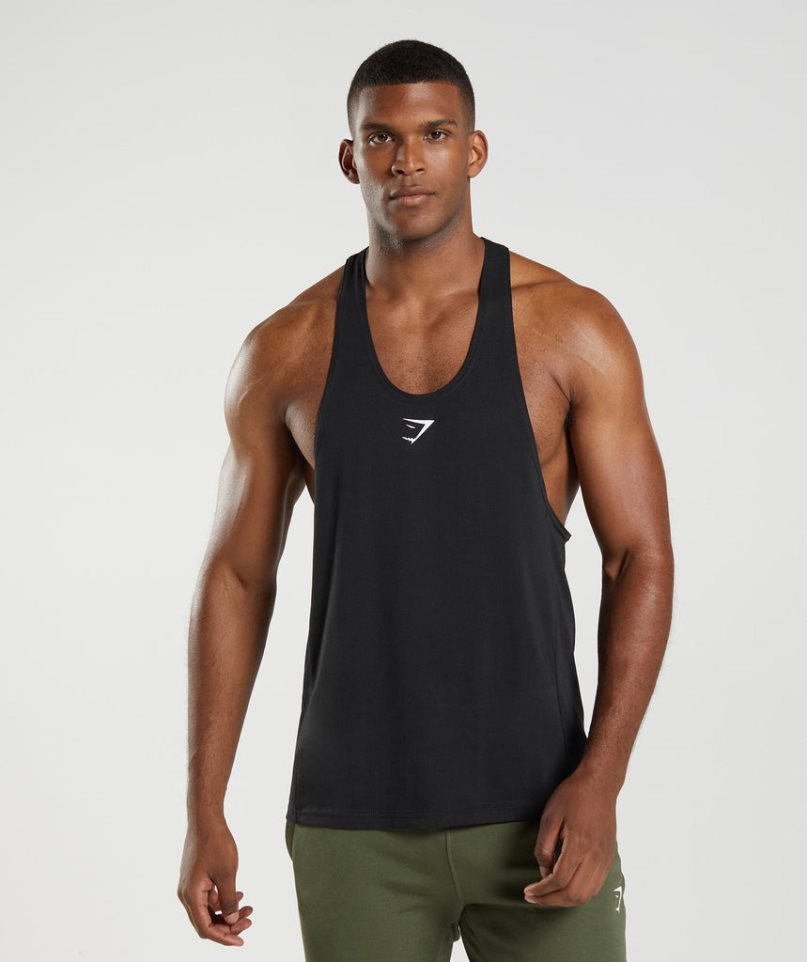 Gymshark React Stringer Linnen Herr Svarta | SE-13957V