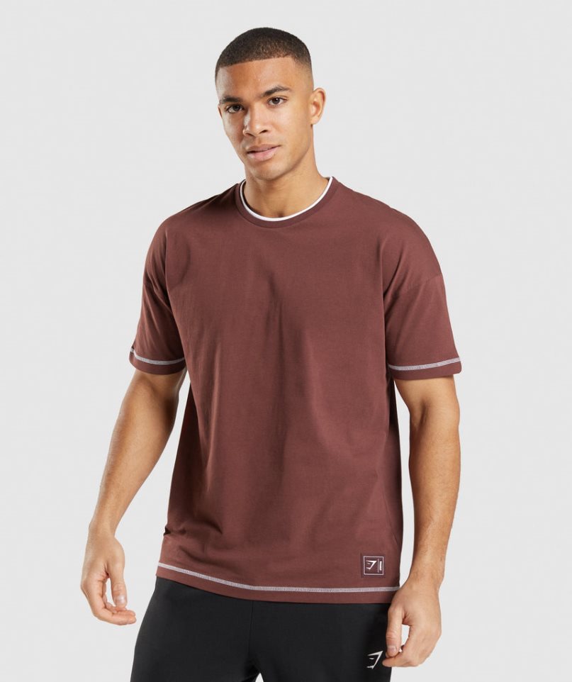 Gymshark Recess T-shirt Herr Vinröda | SE-13789K