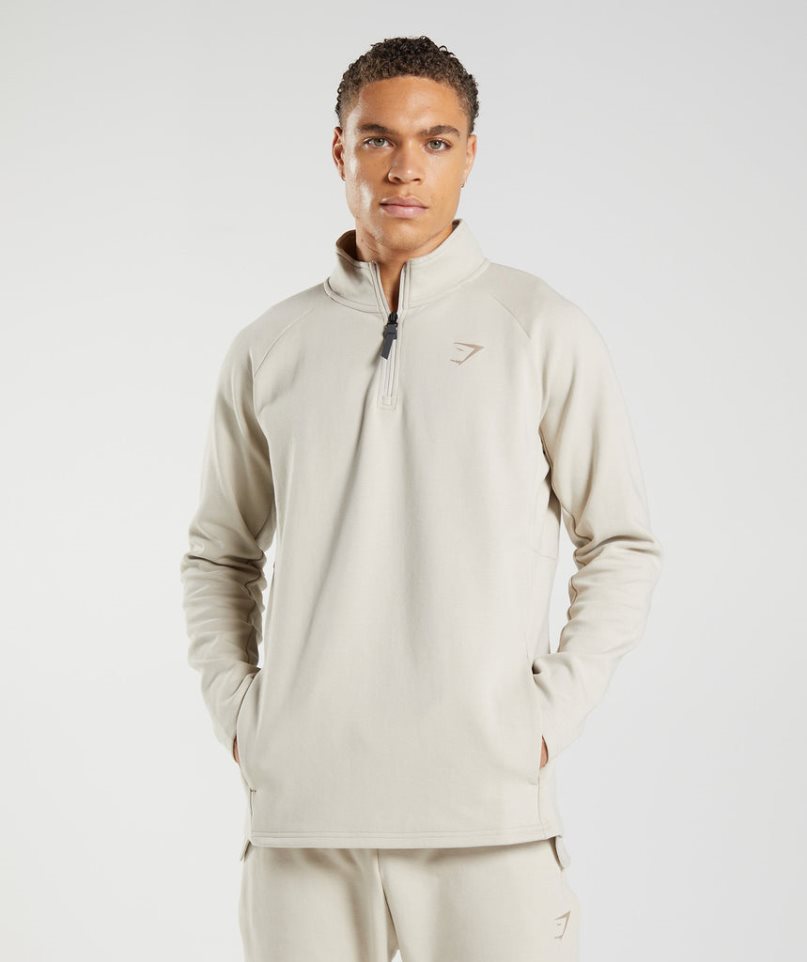 Gymshark Rest Day 1/4 Zip Tröjor Herr Grädde | SE-95387S