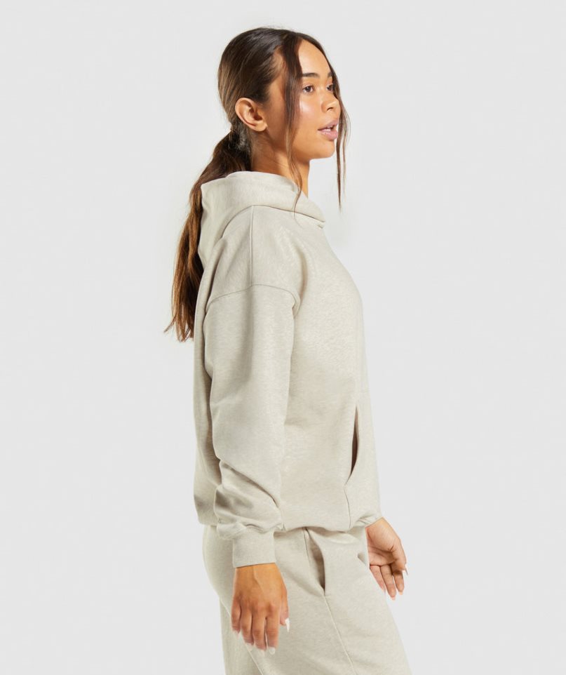 Gymshark Rest Day Sweats Hoodie Dam Beige | SE-14328R