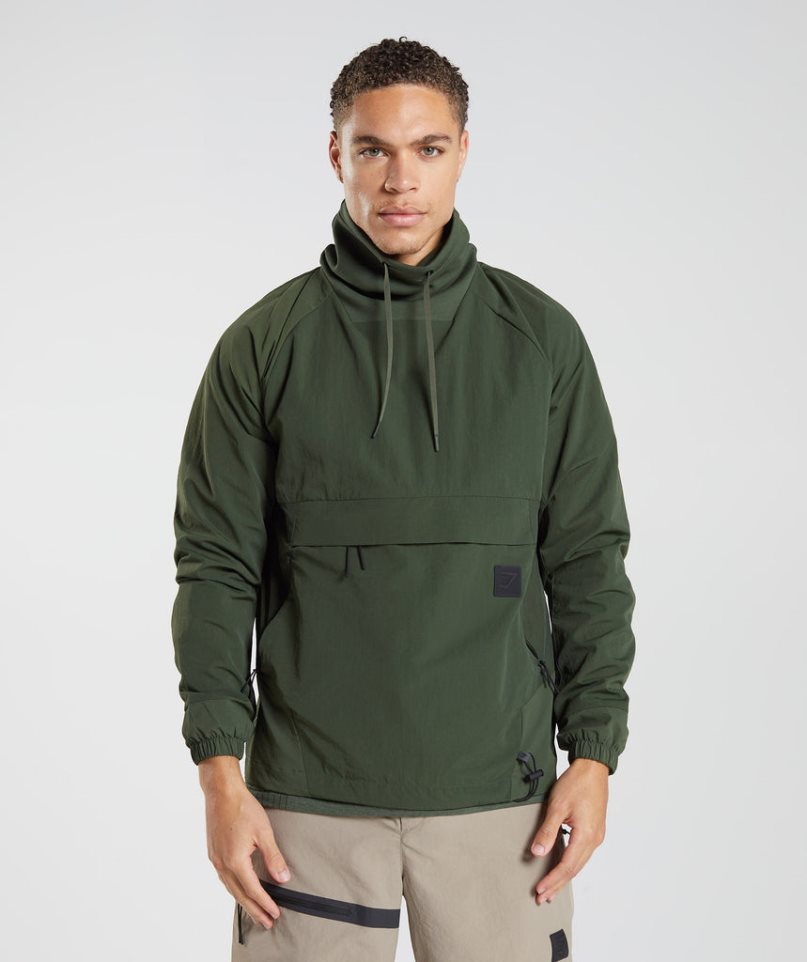 Gymshark Retake Anorak Tröjor Herr Olivgröna | SE-57396D