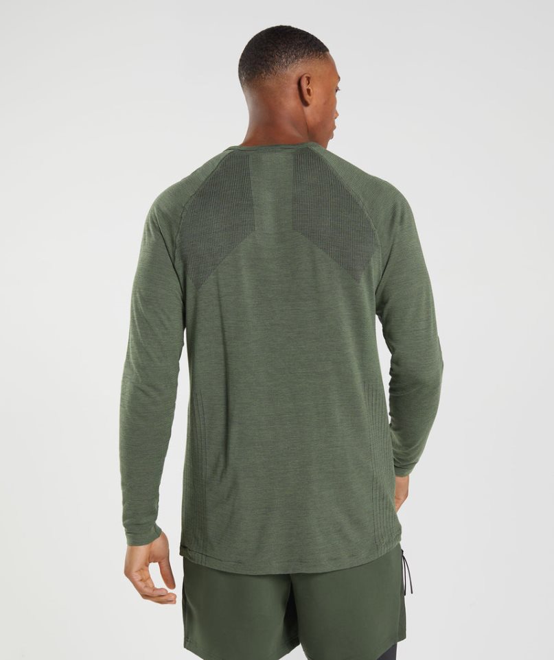 Gymshark Retake Seamless Long Sleeve T-shirt Herr Olivgröna | SE-39827G