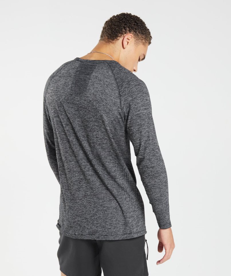 Gymshark Retake Seamless Long Sleeve T-shirt Herr Mörkgrå | SE-95478H