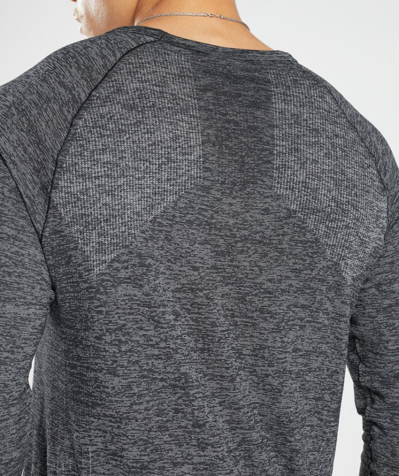 Gymshark Retake Seamless Long Sleeve T-shirt Herr Mörkgrå | SE-95478H