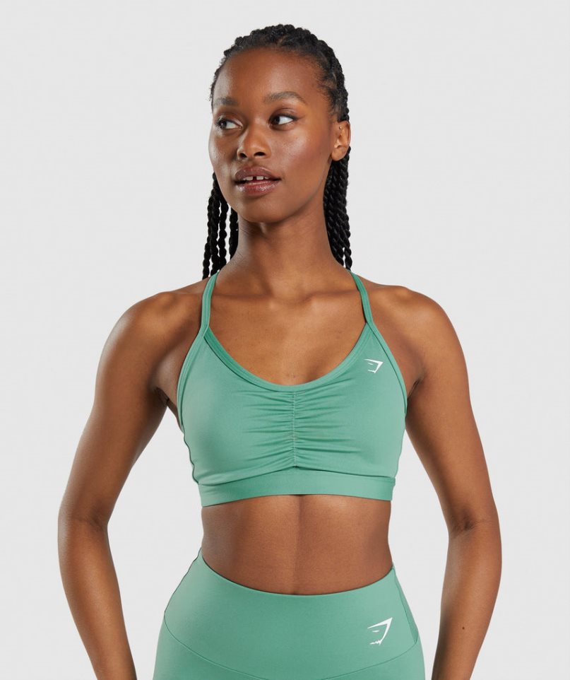 Gymshark Ruched Sport Bh Dam Gröna | SE-28516Y