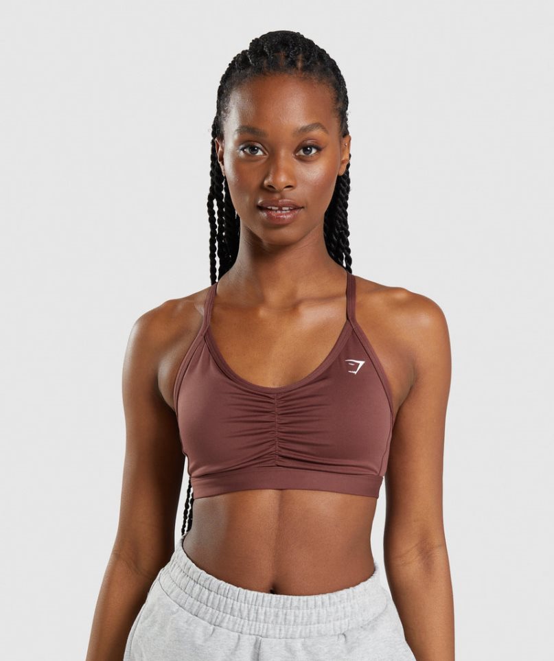 Gymshark Ruched Sport Bh Dam Mörkbruna | SE-28064B