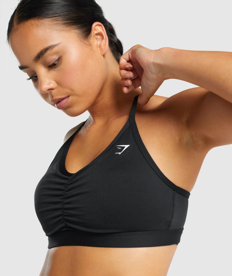 Gymshark Ruched Sport Bh Dam Svarta | SE-31072G