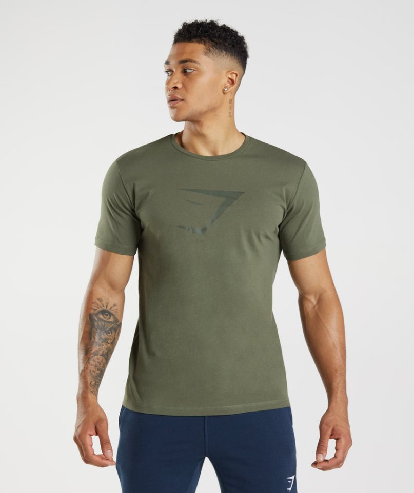 Gymshark Sharkhead Infill T-shirt Herr Olivgröna | SE-17206G