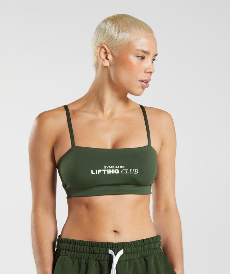 Gymshark Social Club Bandeau Sport Bh Dam Olivgröna | SE-63120I