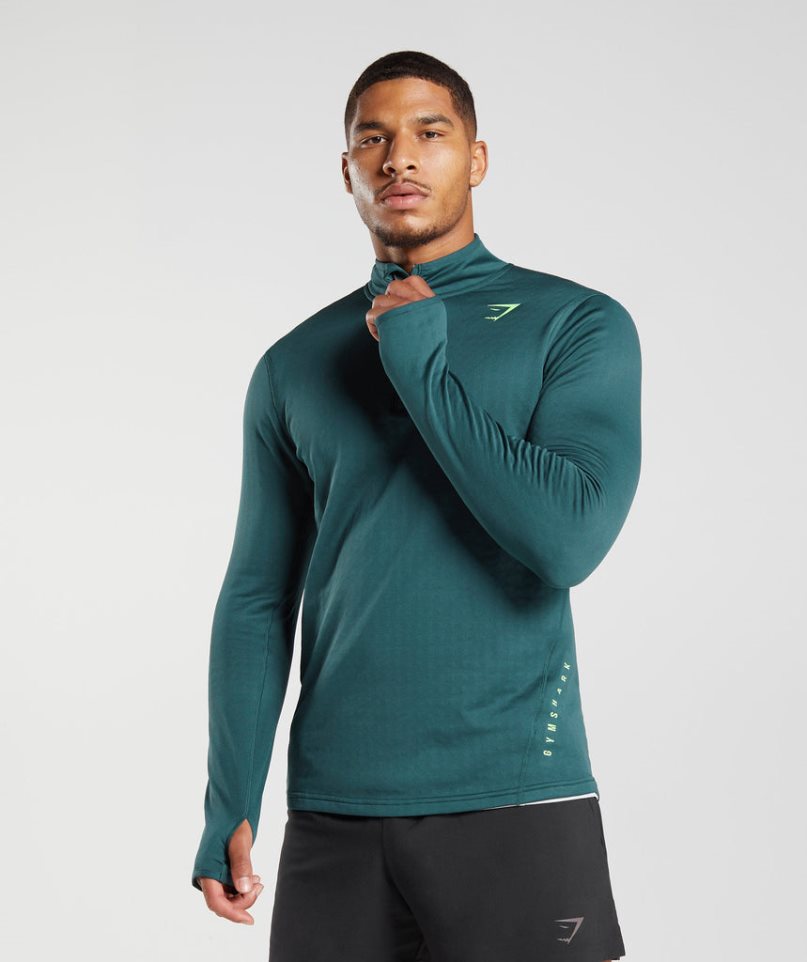 Gymshark Sport 1/4 Zip Tröjor Herr Turkos | SE-63219I