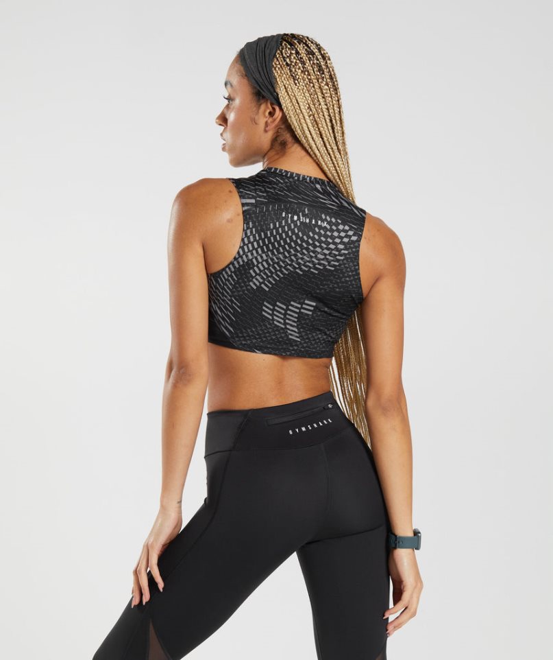 Gymshark Sport Crop Linnen Dam Svarta | SE-15267G