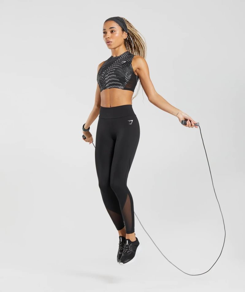 Gymshark Sport Crop Linnen Dam Svarta | SE-15267G